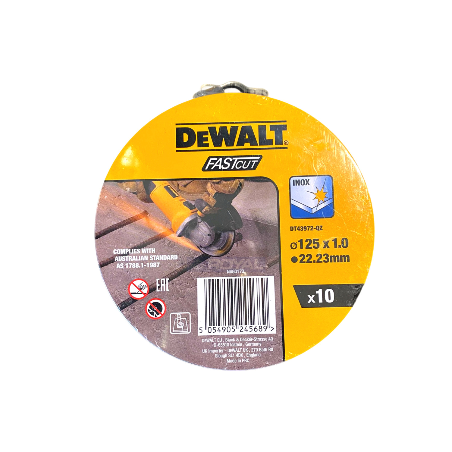 DeWalt High Performance FASTCUT Thin Bonded Discs 125mm x 1mm x 22.23mm - 10 Pack