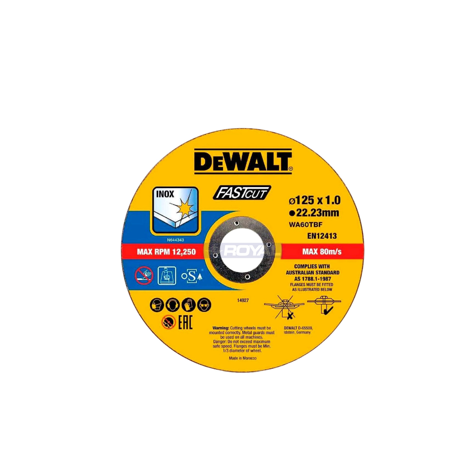 DeWalt High Performance FASTCUT Thin Bonded Discs 125mm x 1mm x 22.23mm - 10 Pack