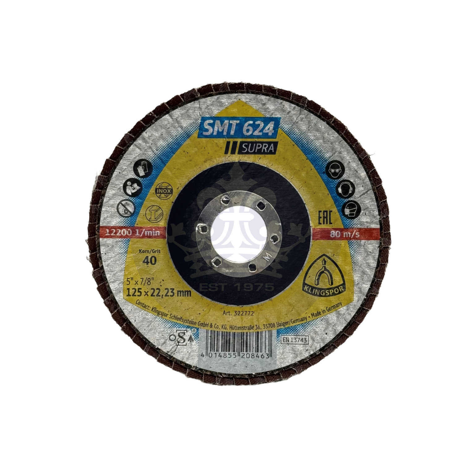 Klingspor SMT 624 Supra Flap Disc 120 Grit 125mm x 22.23mm