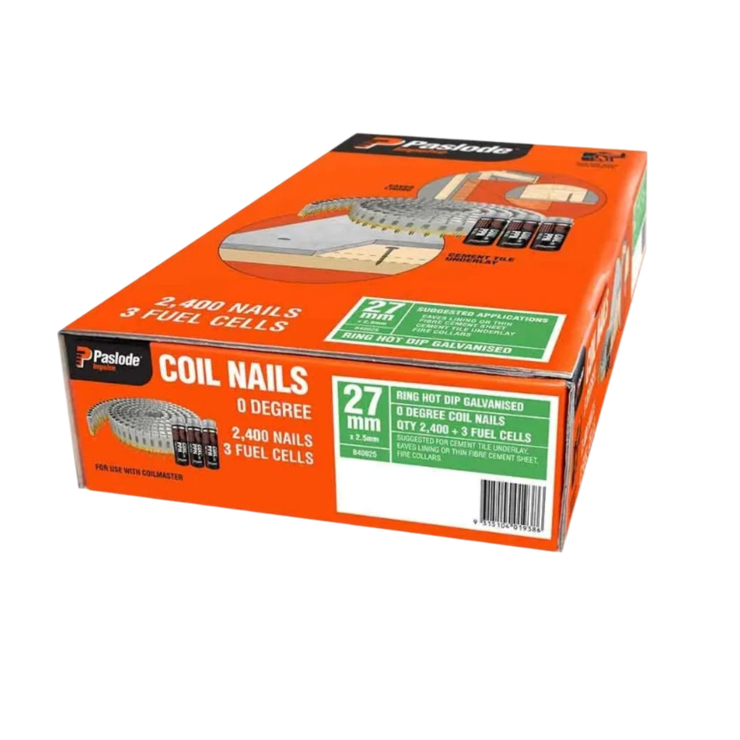Paslode 27 x 2.5mm HDG Ring Shank Coil Nails 2400 pack