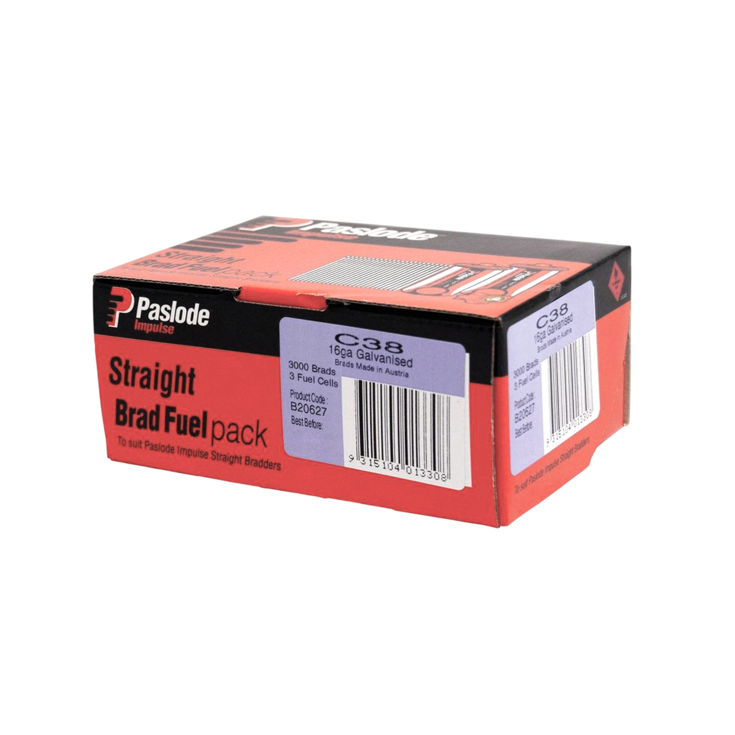 Paslode 38mm 16 Gauge Galvanised Brad Nails with Fuel 3000 Pack