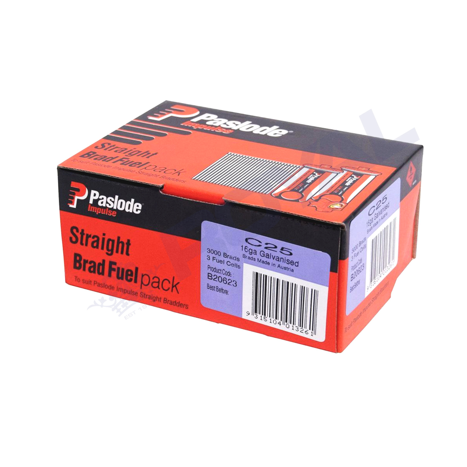 Paslode 25mm 16 Gauge Galvanised Brad Nails with Fuel 3000 Pack