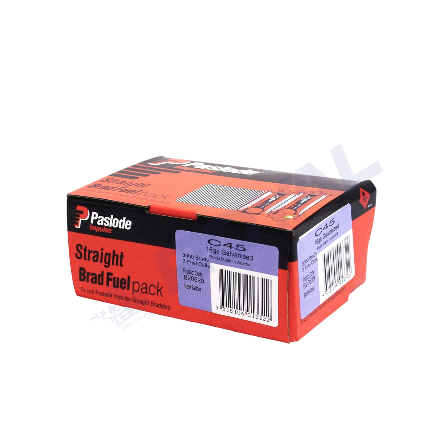 Paslode 45mm 16 Gauge Galvanised Brad Nails with Fuel 3000 Pack