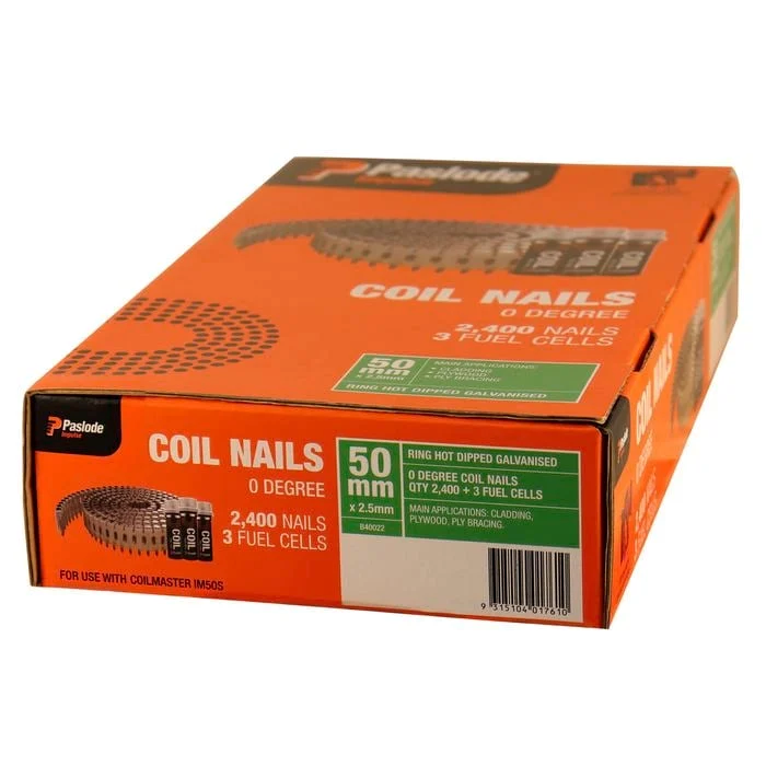 Paslode 50 x 2.5mm HDG Ring Shank Coil Nails 2400 pack