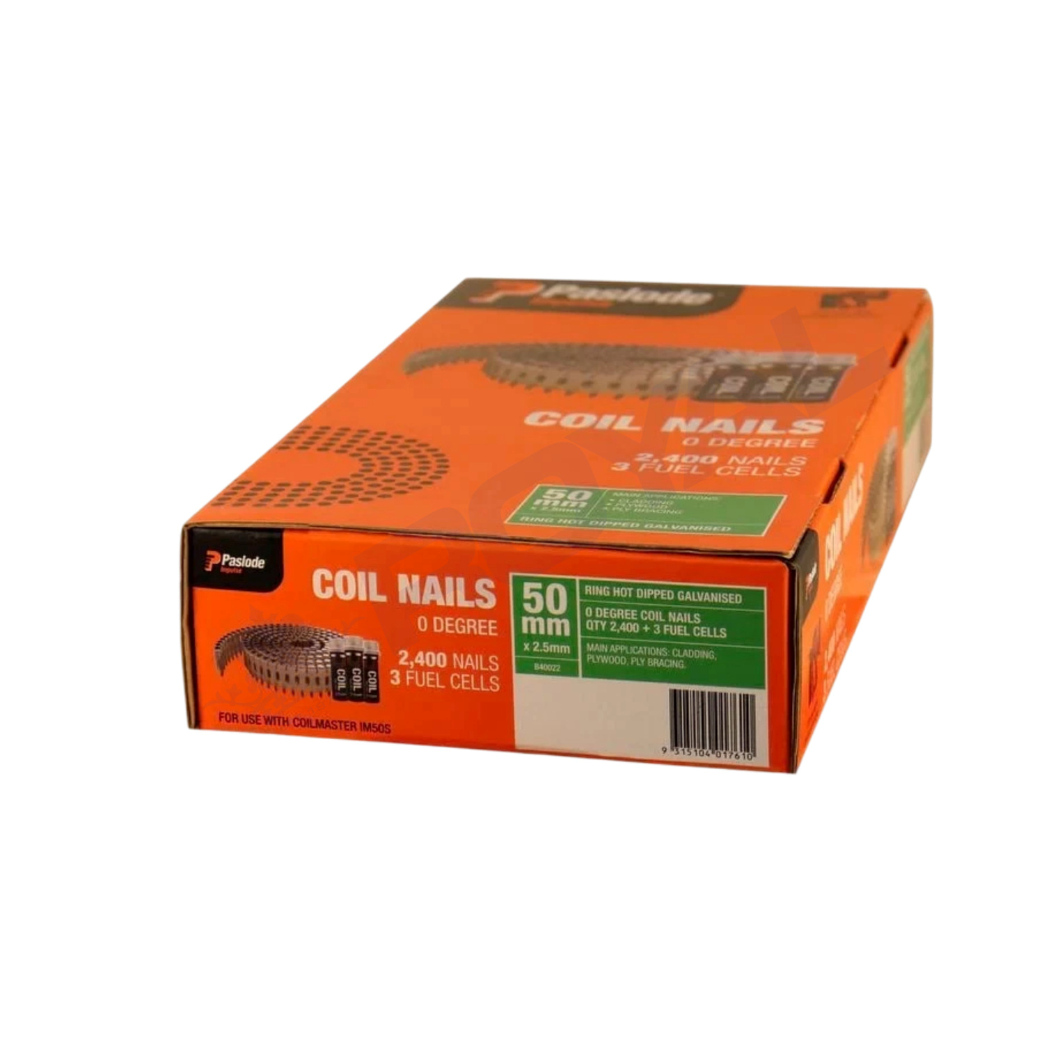 Paslode 50 x 2.5mm HDG Ring Shank Coil Nails 2400 pack
