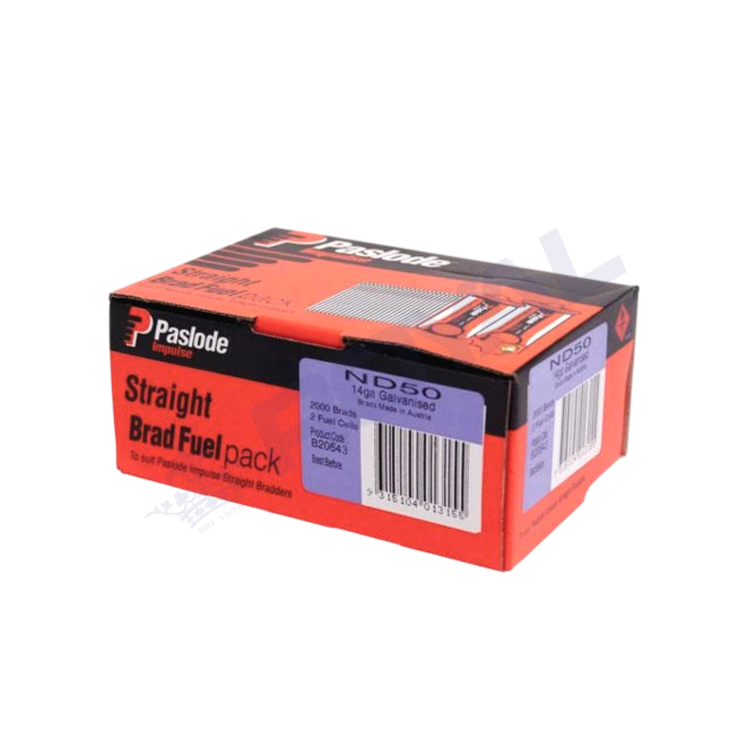 Paslode 50mm 14 Gauge Galvanised Brad Nails with Fuel 2000 Pack