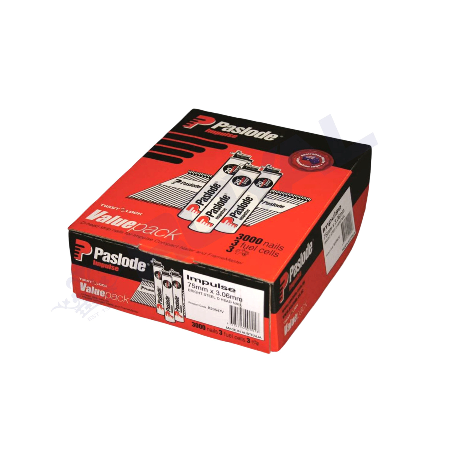 Paslode Handy Pack 75mm x 3.06mm HDG Impulse D Head Nails with Fuel