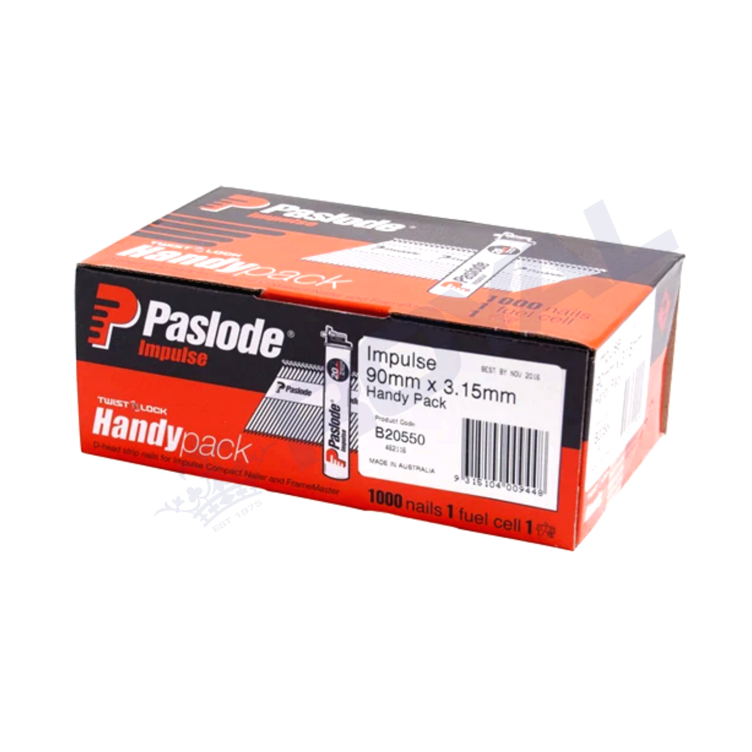 Paslode Handy Pack 90mm x 3.15mm Bright Impulse D Head Nails with Fuel
