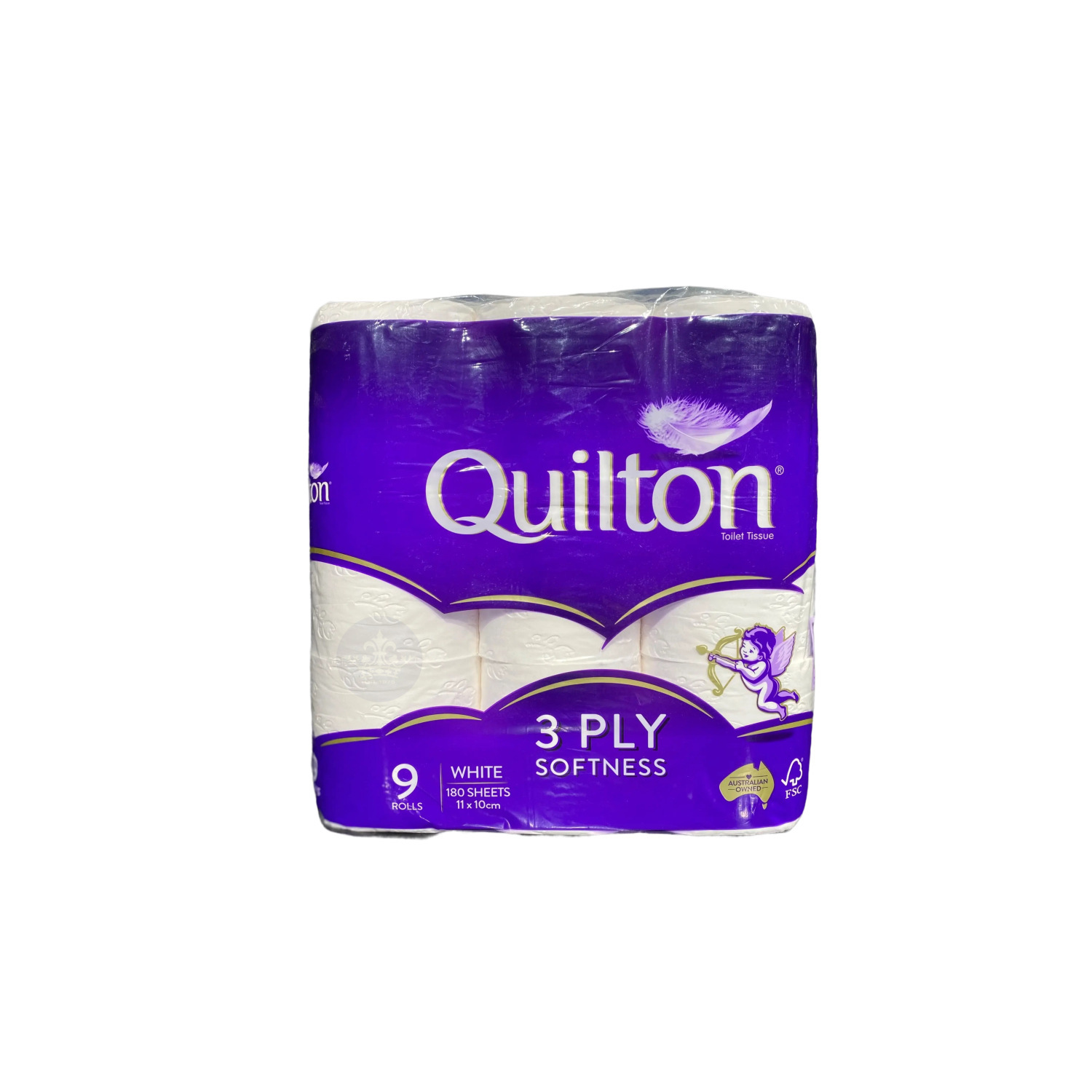 Quilton 3 Ply Toilet Tissue- 9 rolls per pack, 180 sheets per roll