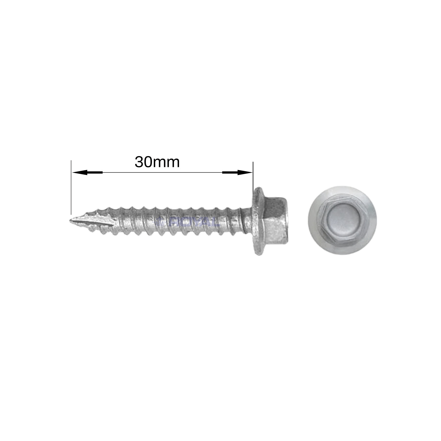 Type 17 Screw Hex Head 14G 10 x 30mm Box 1000