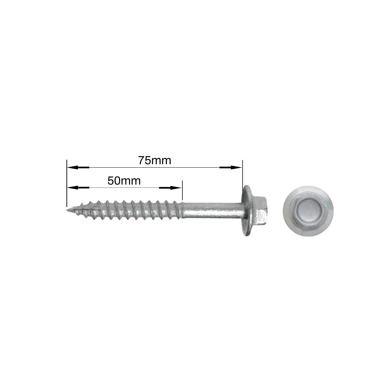 Type 17 Screw Hex Head 14G 10 x 75mm Box 500