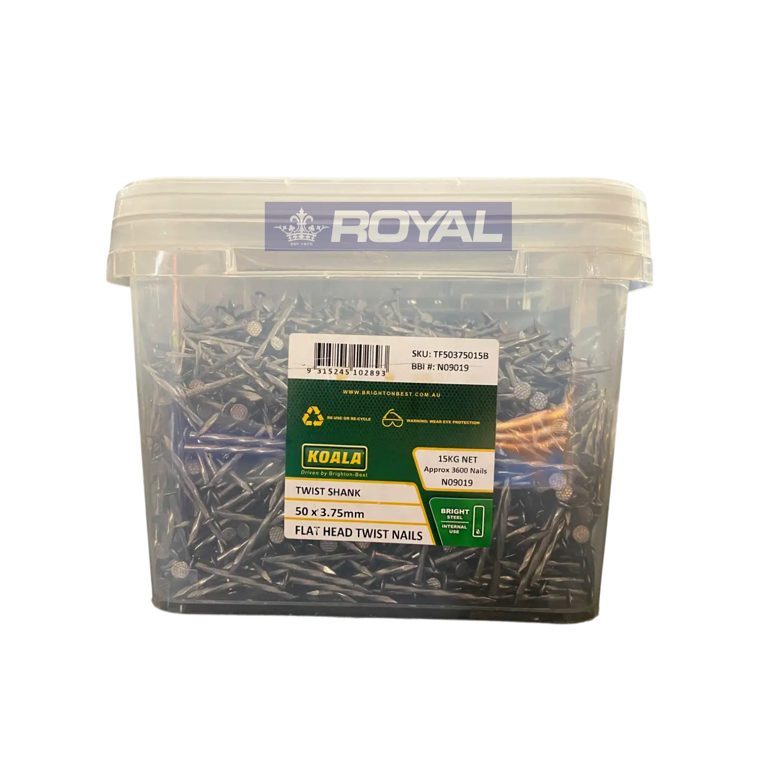 Twisted Flat Head Nails Galvanised 50mm x 3.75 - 15kg