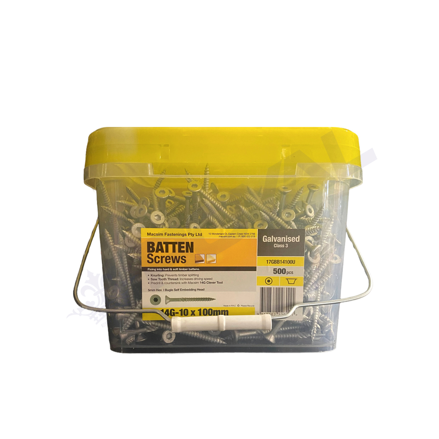 Macsim 14G x 100mm GAL Batten Screw T17 C3 (Box 500)
