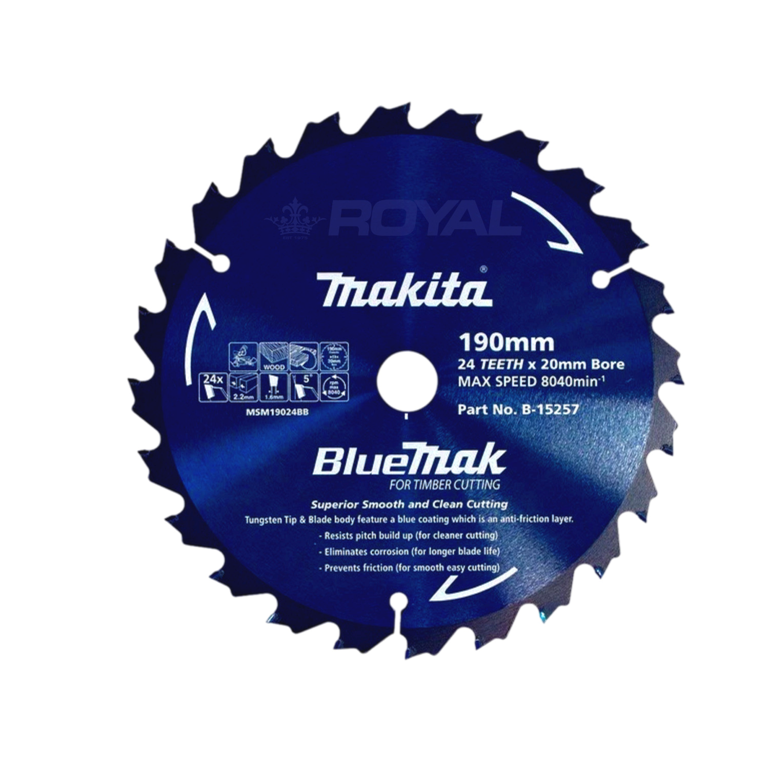 Makita Bluemak TCT Saw Blade 190mm x 20mm x 24T