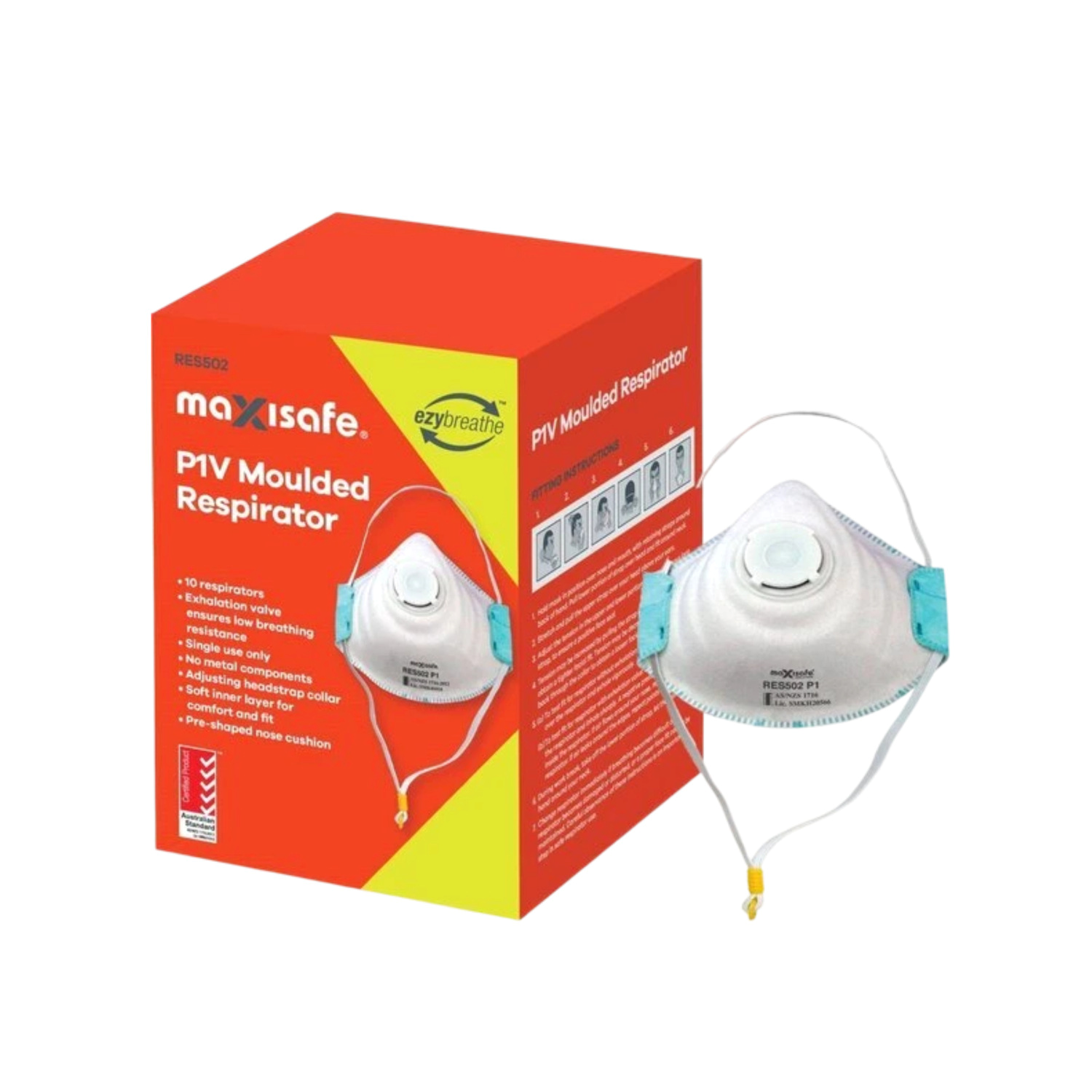 Maxisafe P1 Moulded Respirator with Valve - box 10