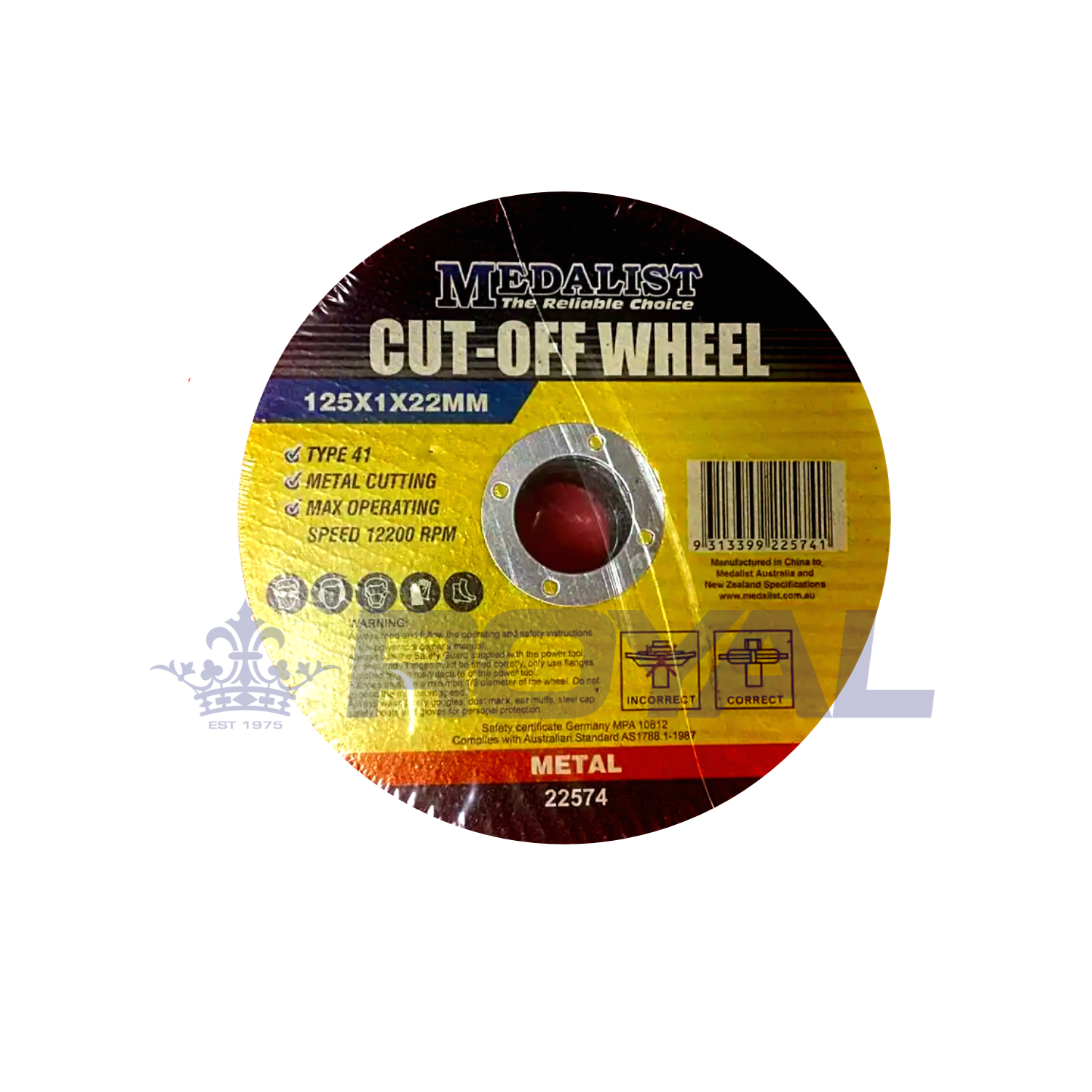 Medalist Metal Cutting Disc 125 x 1 x 22mm