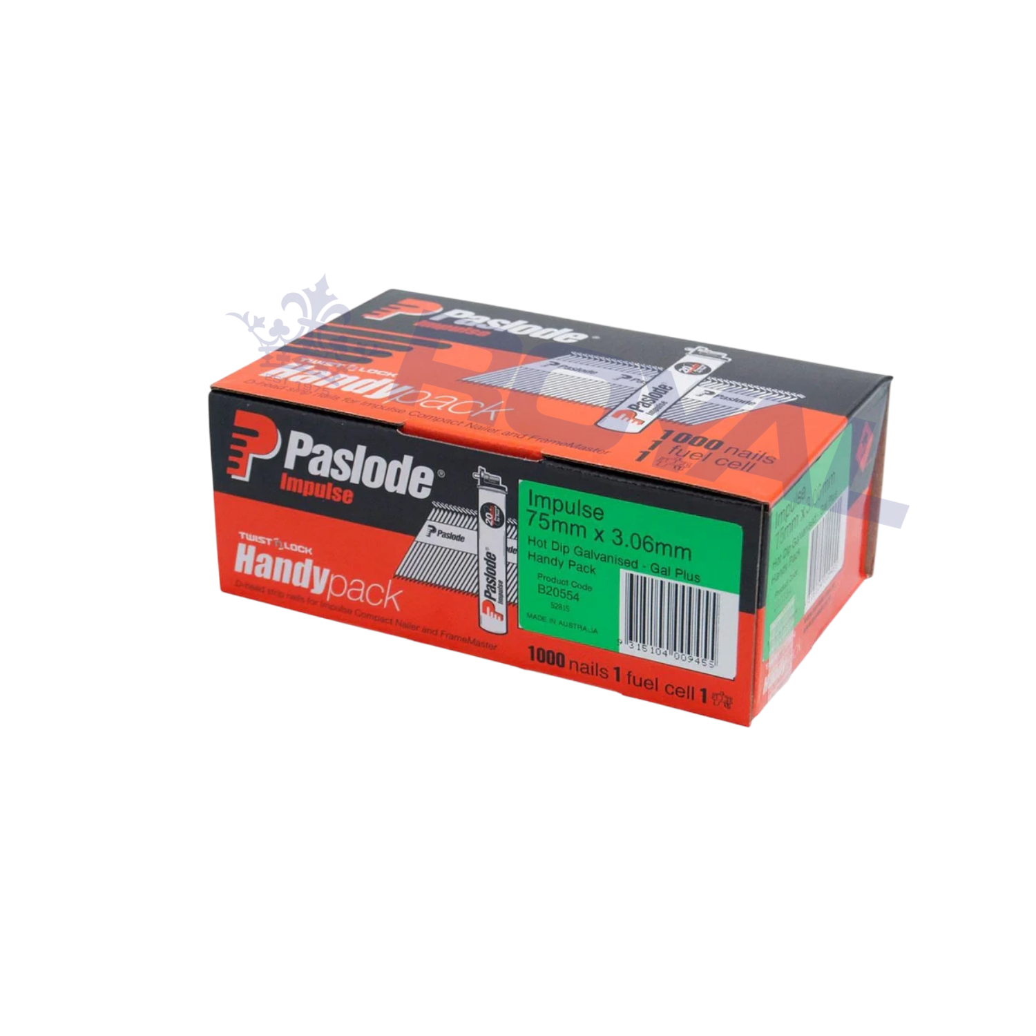 Paslode Handy Pack 75mm x 3.06mm HDG Impulse D Head Nails + 1 Fuel Cells