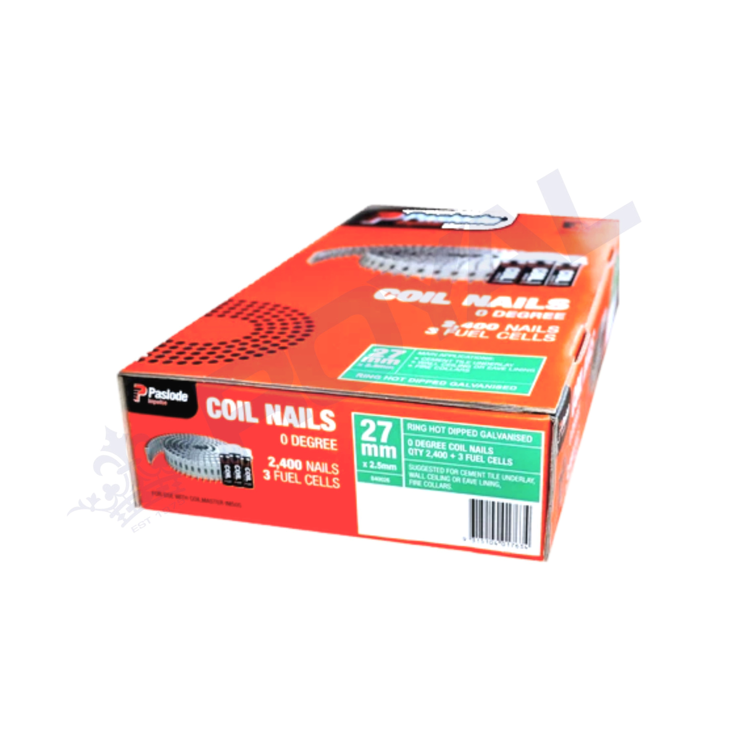 Paslode 27 x 2.5mm HDG Ring Shank Coil Nails 2400 pack